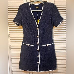 Alexia Admor Sparkly Navy Tweed Dress